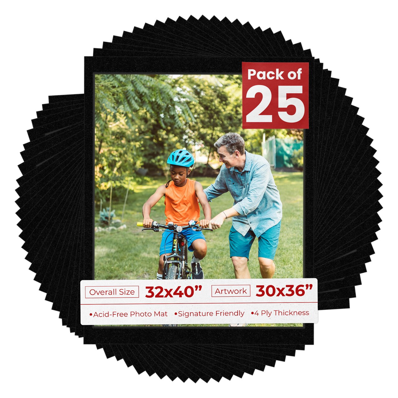 Black with Black Core Mat Board for 32x40 Frames - Fits 30x36 Photos